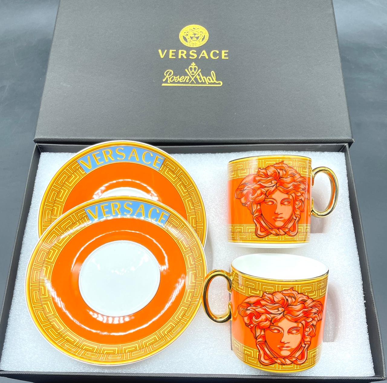 Versace cup set of 2 serving orang - Image 3 of 3