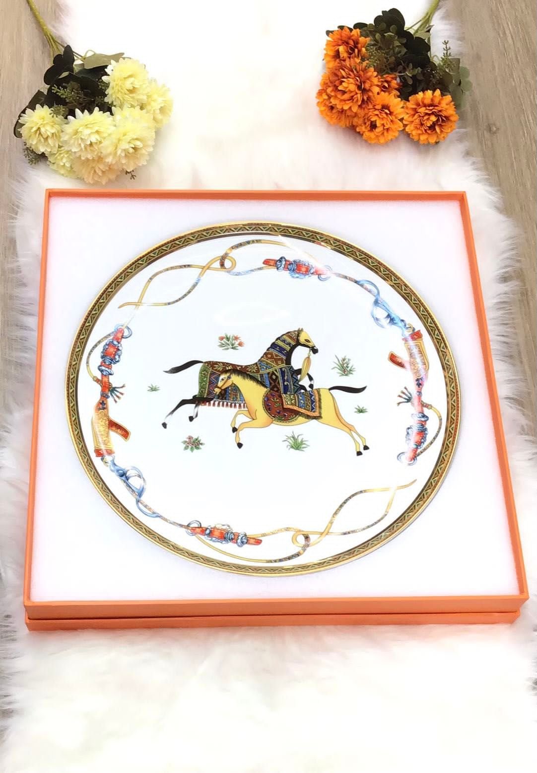 Service tray with set of six Turkish coffee cups from Hermes - Image 2 of 8