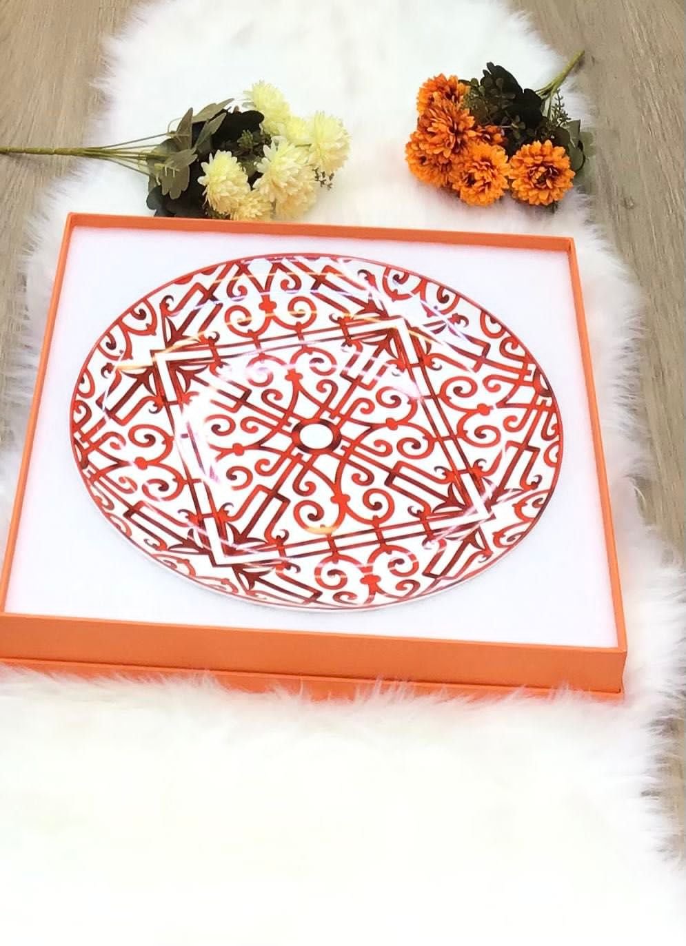 Service tray with set of six Turkish coffee cups from Hermes - Image 3 of 8