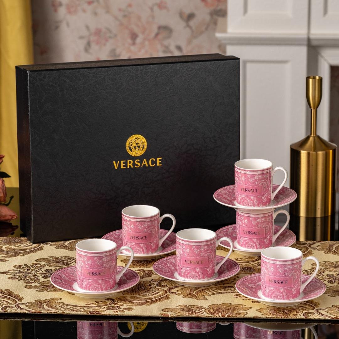 Versace Turkish coffee set of six cups and saucers - Versace Turkish Coffee Cups | Aleppo Gift UAE