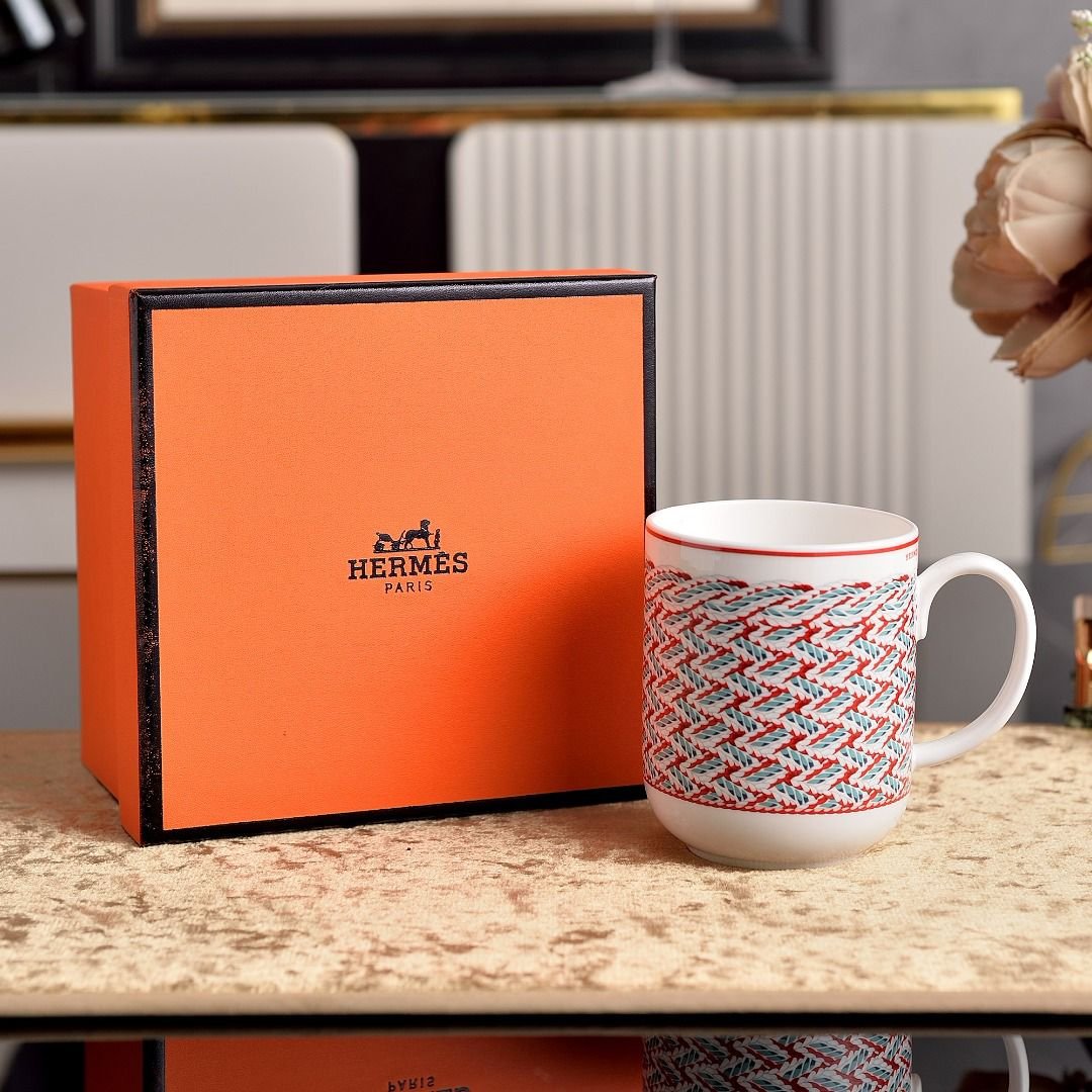 Hermes  Tressages Equestres  Orange, White and Blue Porcelain Mug - Hermes Mug | Buy Online in UAE