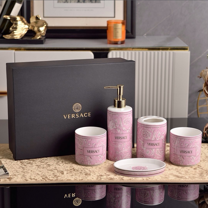 Versace five-piece bathroom set - Versace Bathroom Accessories | Aleppo Gift UAE