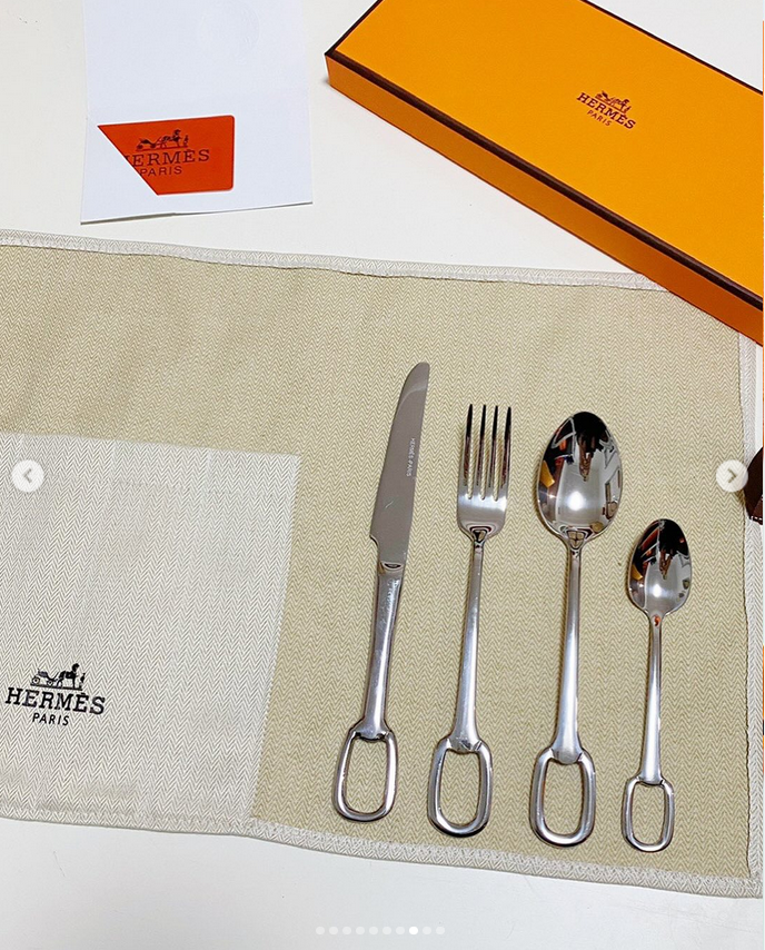 cutlery set for one person, Gold or Silver color - Hermes Cutlery | Aleppo Gift UAE