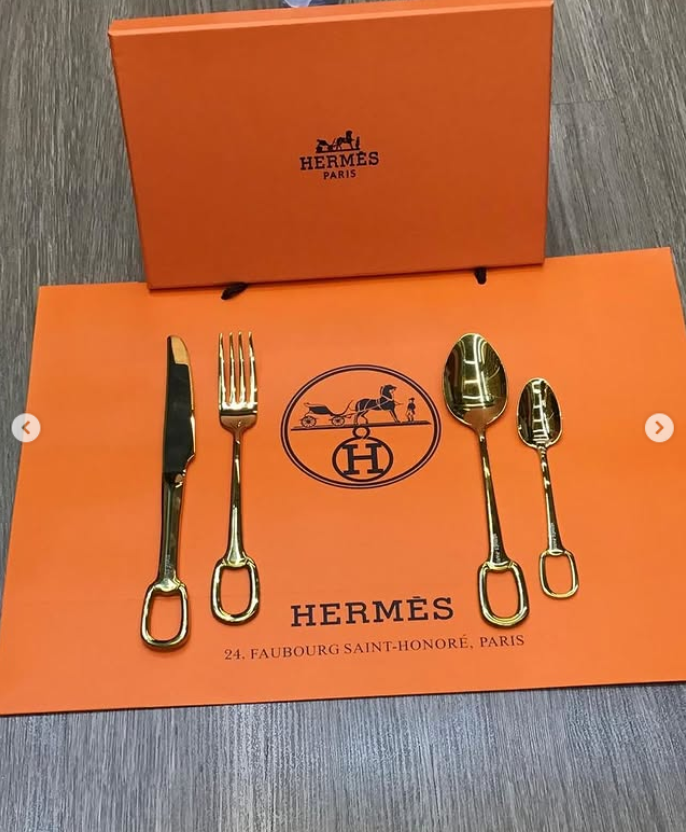 cutlery set for one person, Gold or Silver color - Hermes Cutlery | Aleppo Gift UAE