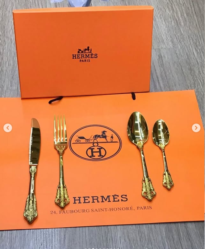 cutlery set for one person, Gold or Silver color - Hermes Cutlery | Aleppo Gift UAE