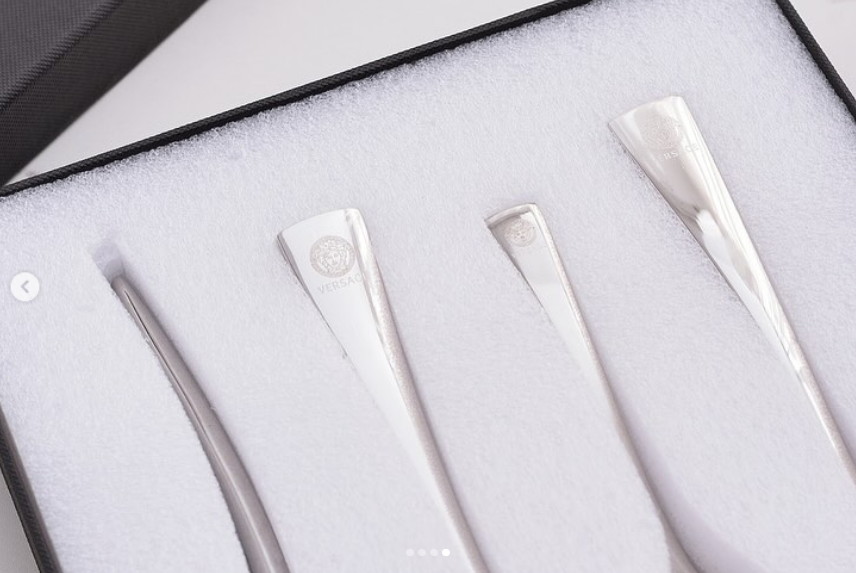 cutlery set for one person, Gold or Silver color - Versace Cutlery | Aleppo Gift UAE