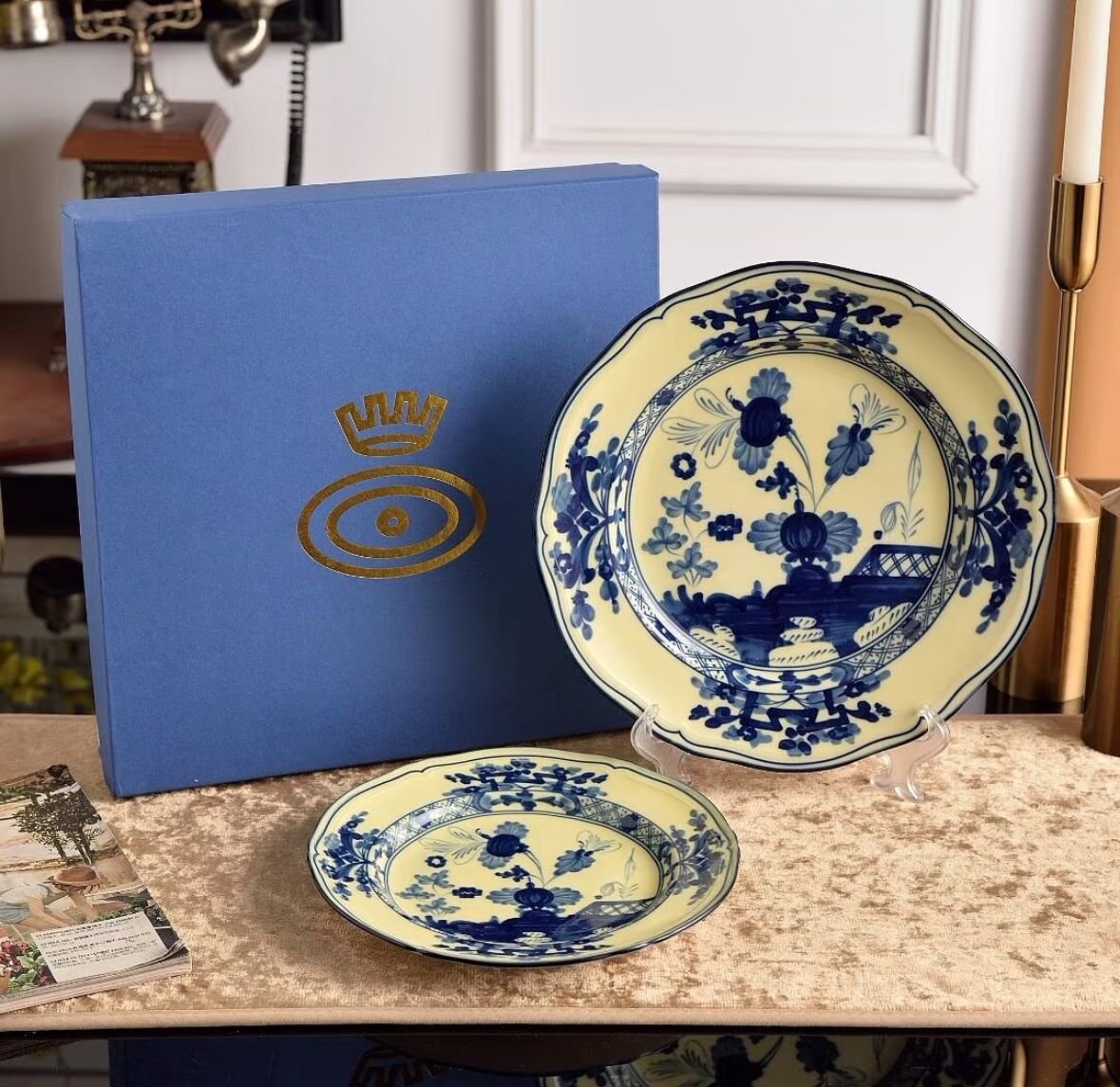 Ginori 1735 Oriente Italiano porcelain set of two plates - Ginori Plates | Aleppo Gift UAE